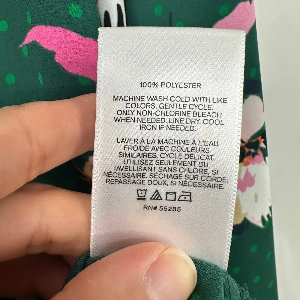 Express Green Floral Portofino Button Front Blouse